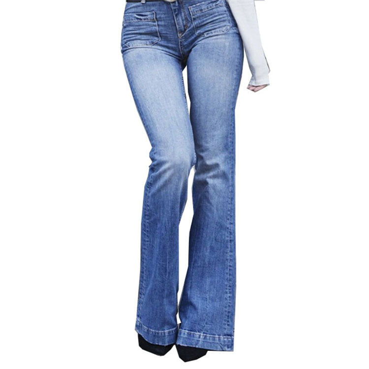 Patch Pocket Sexy Skinny Wide-leg Flared Trousers