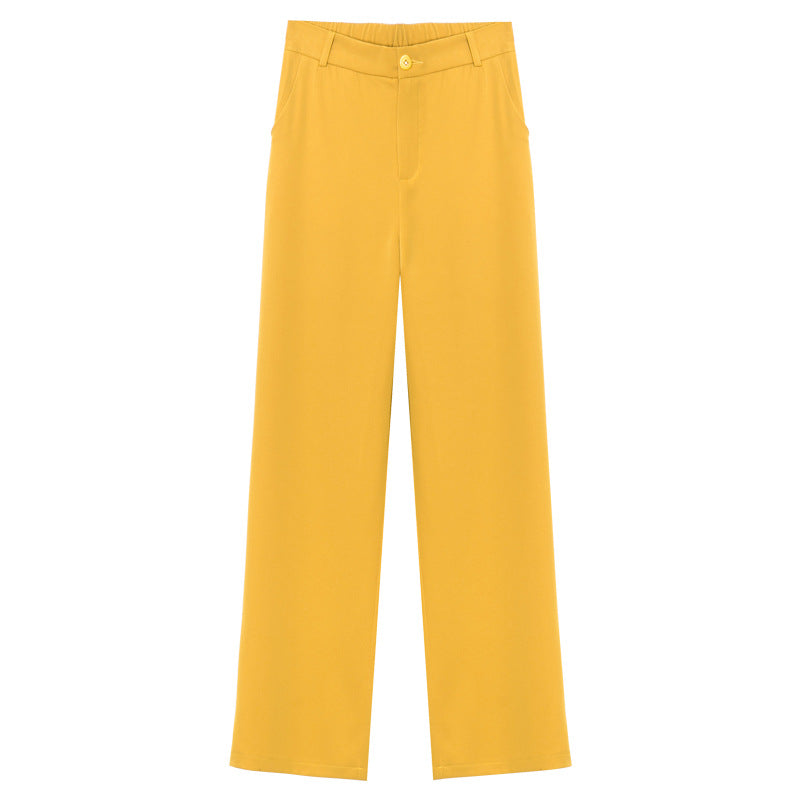 Casual Chiffon Straight Leg Pants Ladies Trousers