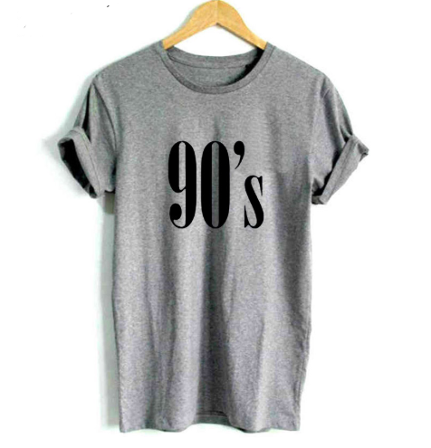 90's T-shirts for men and women, European and American English alphanumeric street versatile short sleeve popular