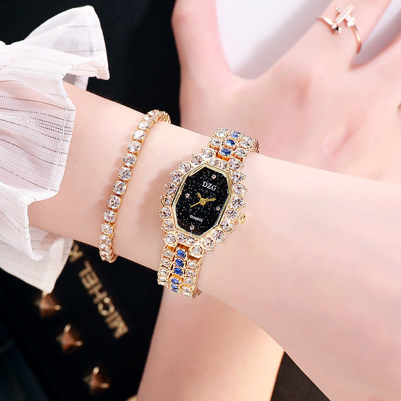 Square Watch Full Diamond Female Strap Bracelet Fashion Casual Starry Sky Watch