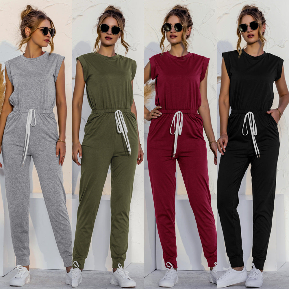 Ladies Slim Sleeveless Jumpsuit Men's Trousers