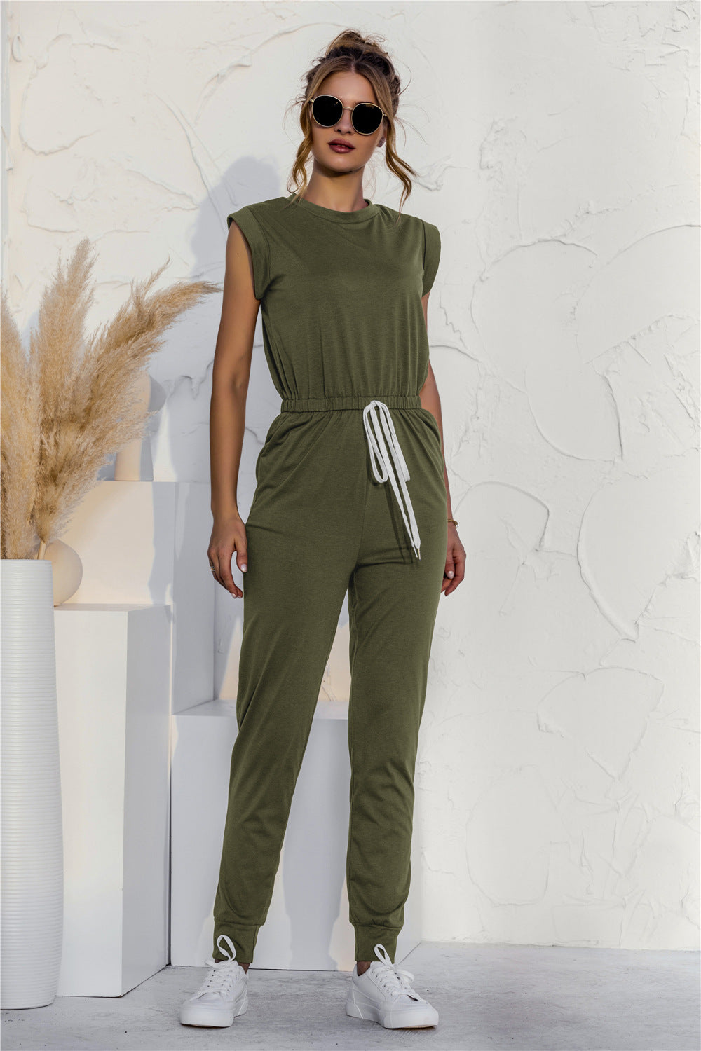 Ladies Slim Sleeveless Jumpsuit Men's Trousers