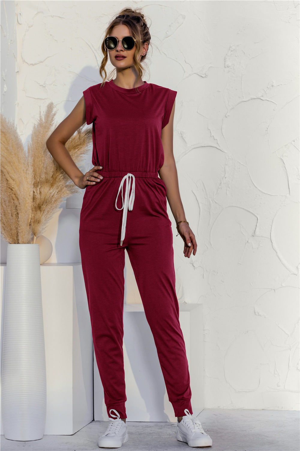Ladies Slim Sleeveless Jumpsuit Men's Trousers