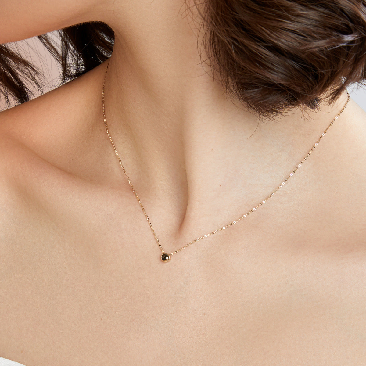 Round Bean Pendant Literary Small  Pendant Simple Necklace