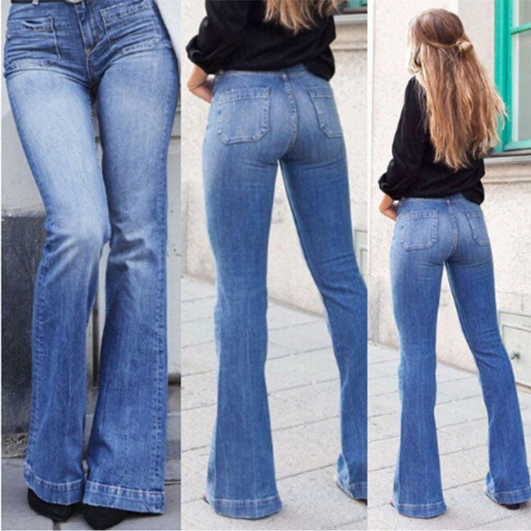 Patch Pocket Sexy Skinny Wide-leg Flared Trousers