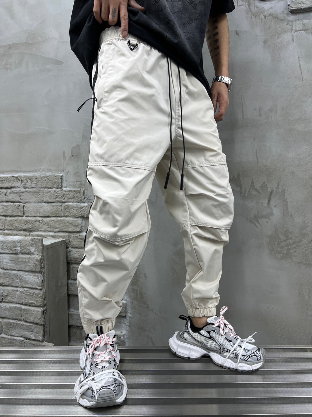 Color Matching Structural Design Sports Casual Pants