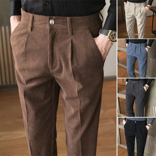 Men's Casual Pants With Corduroy Slim Fit