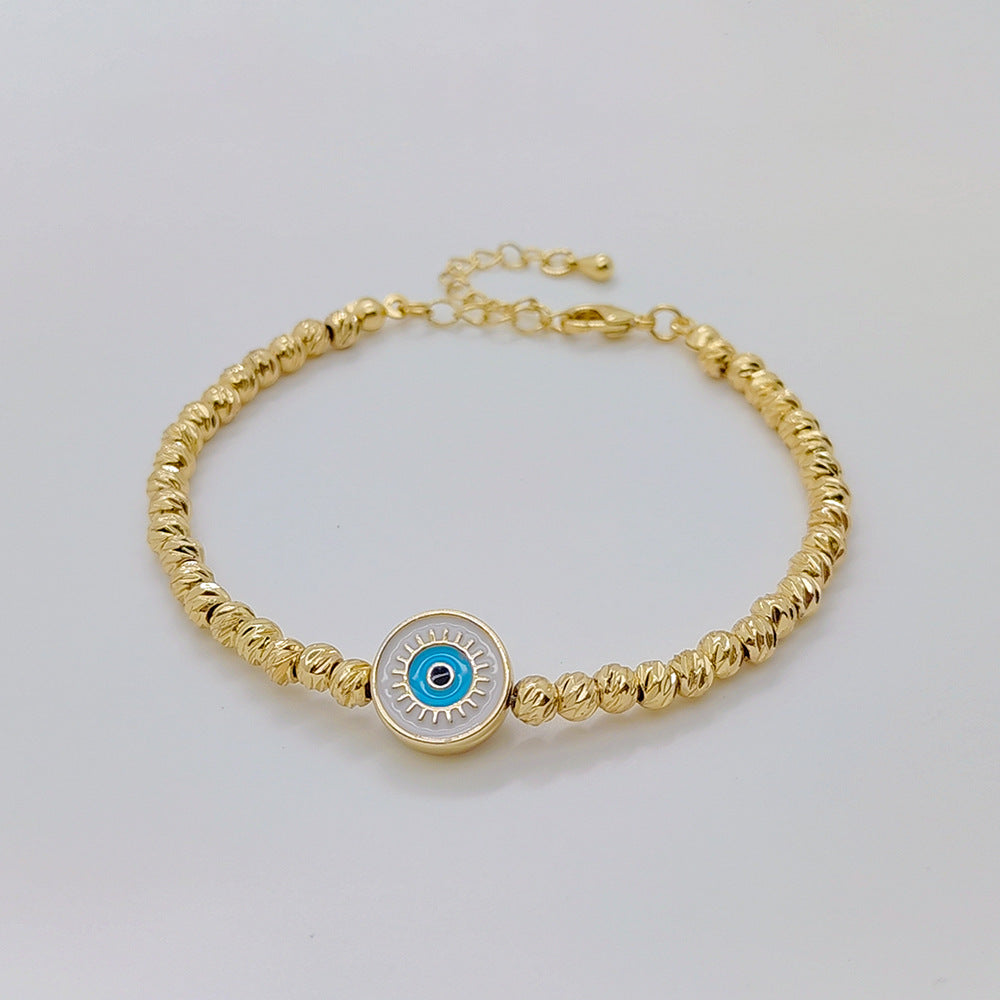 Beaded 18K Copper-plated Gold Lucky Blue Eyes Bracelet