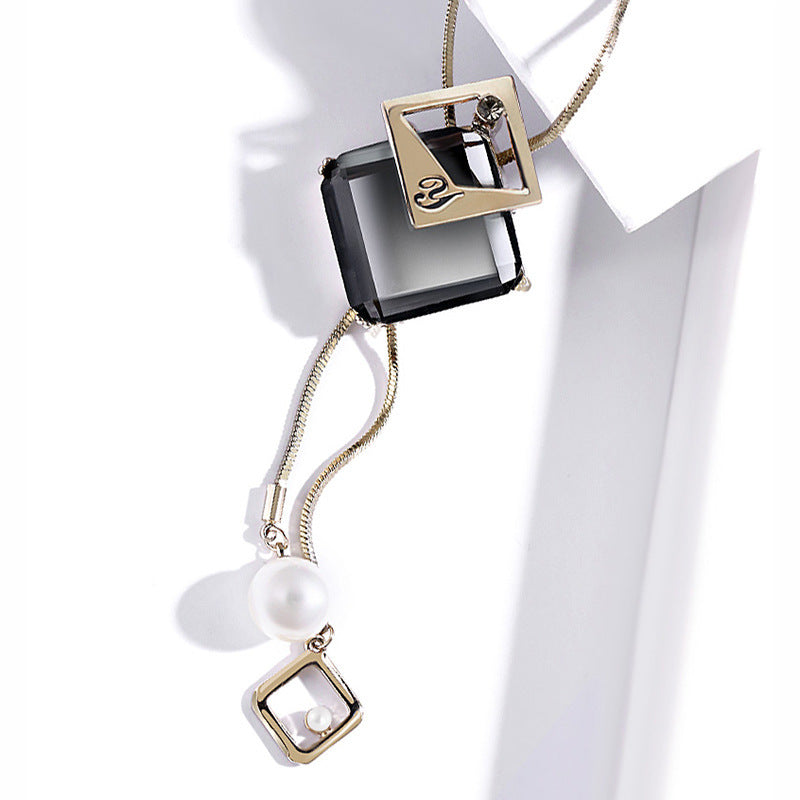 Long Sweater Chain Simple Square Pendant Female Pendant