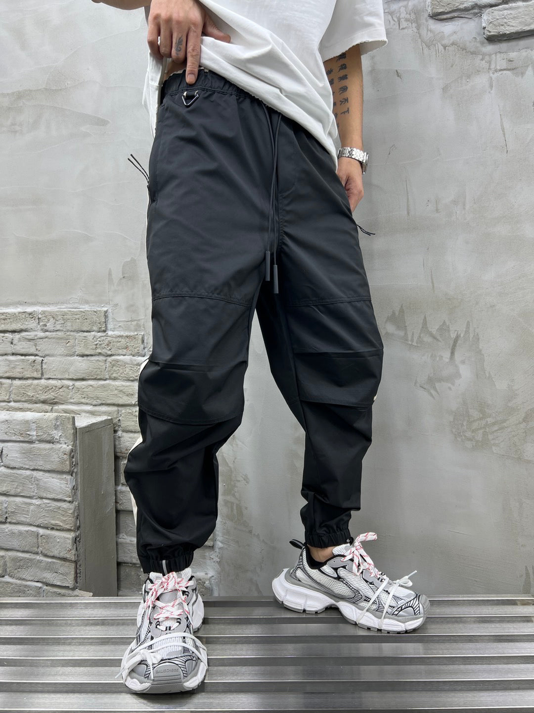 Color Matching Structural Design Sports Casual Pants