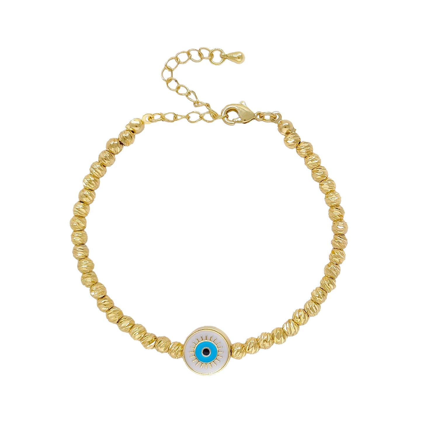 Beaded 18K Copper-plated Gold Lucky Blue Eyes Bracelet