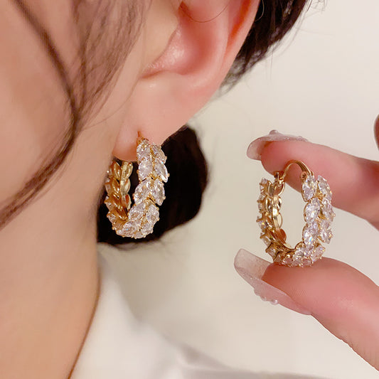 Special-interest Design Zircon Wheat Ring Ear Clip