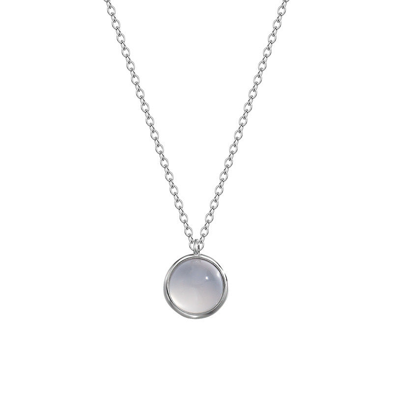 White Chalcedony Pendant Necklace Simple