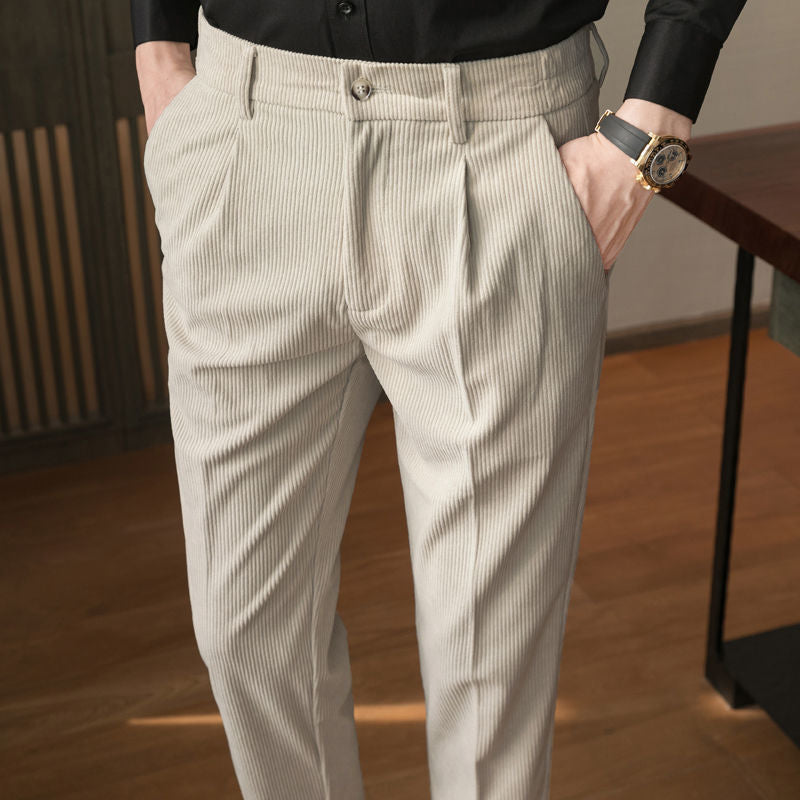 Men's Casual Pants With Corduroy Slim Fit